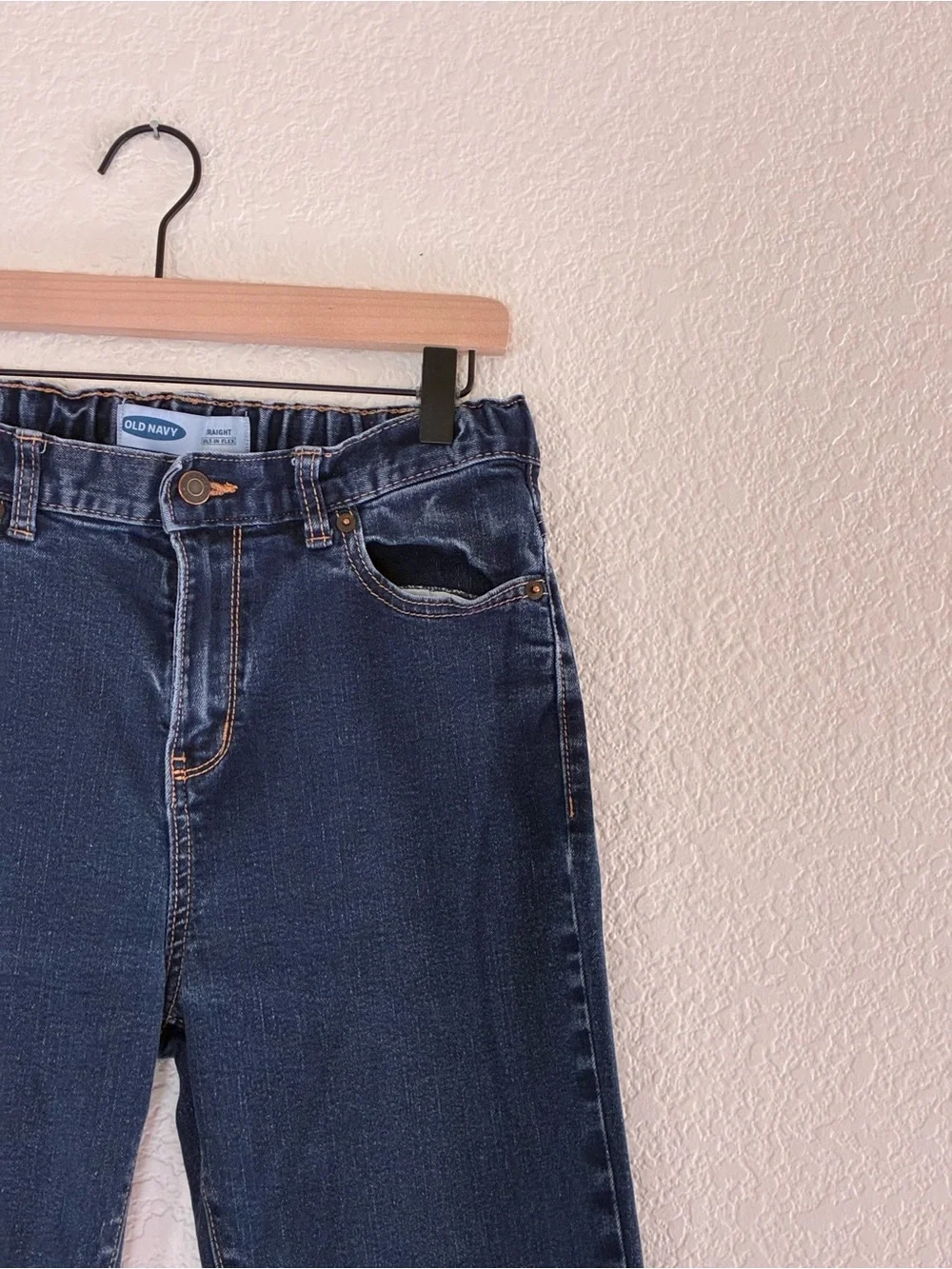 Old Navy | Classic straight mid rise rigid blue denim jeans boys size 18
